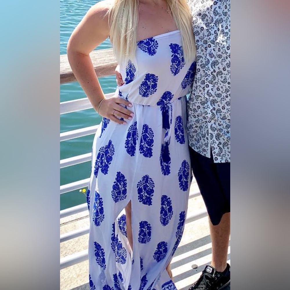 White and Blue Floral Dress